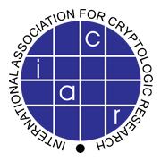 IACR logo, a deep purple circle split into pieces with the letters I, A, C, R in individual pieces of the circle